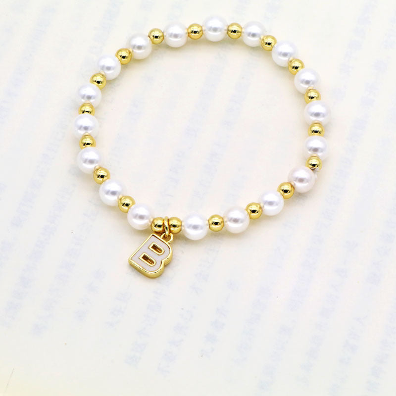 Shell 26 English Letters Pendant Bracelet