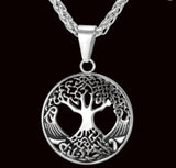 gold plated pendant with 316L stainless steel wheat chain women men statement necklace tree of life jewelry