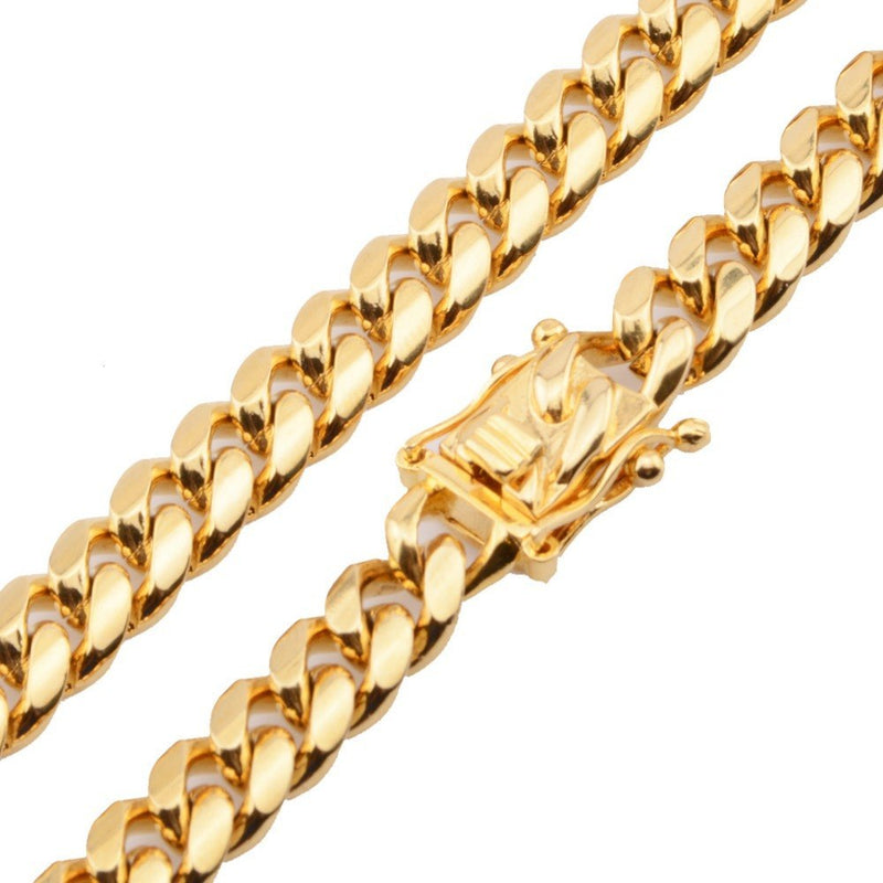 Hot Stainless Steel Link Gold Miami Cuban Border Chain Men Women Jewelry Necklace Or Gift Bracelet Xams