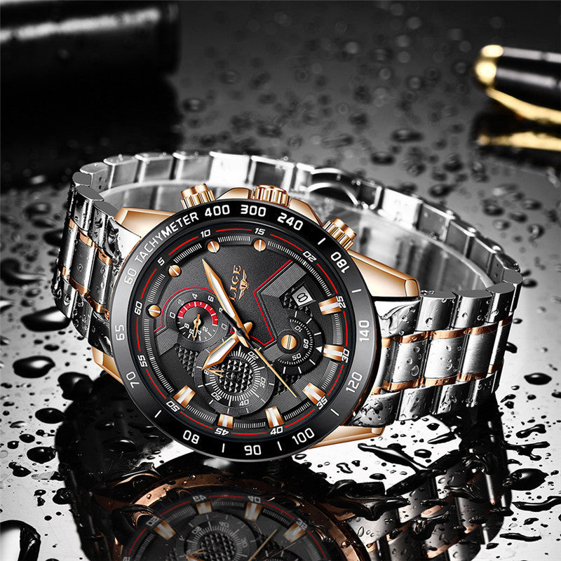 Fashionable Multifunctional Stainless Steel Band Business Watch