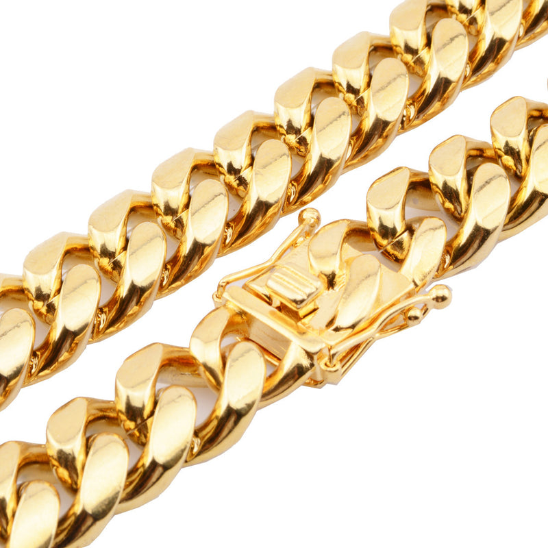 Hot Stainless Steel Link Gold Miami Cuban Border Chain Men Women Jewelry Necklace Or Gift Bracelet Xams