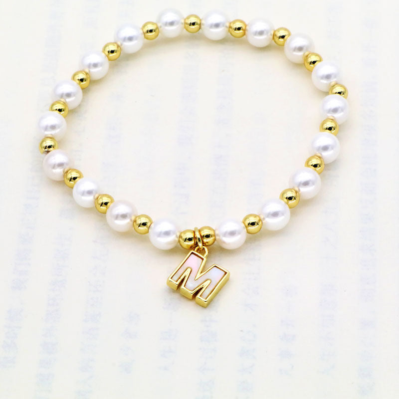 Shell 26 English Letters Pendant Bracelet