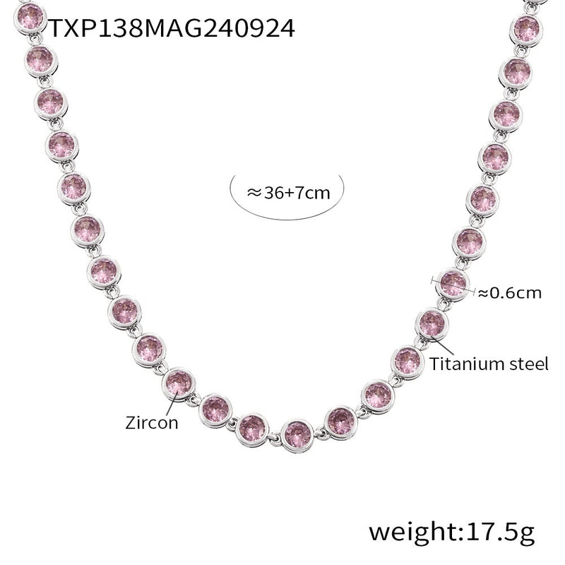 Titanium Steel Zircon Mixed Color Bracelet Vacuum Electroplating Non-fading Necklace