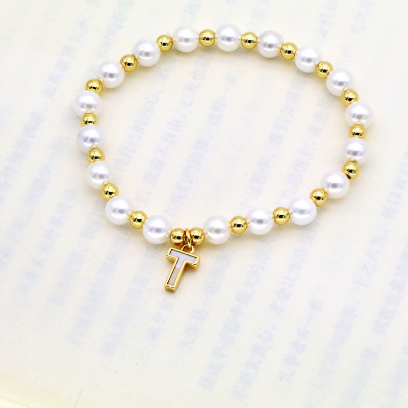 Shell 26 English Letters Pendant Bracelet