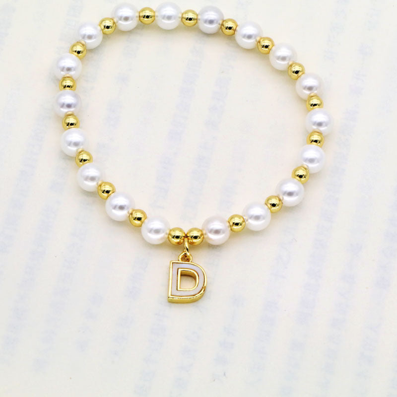 Shell 26 English Letters Pendant Bracelet