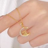 Golden Moon Rabbit Titanium Steel Clavicle Necklace