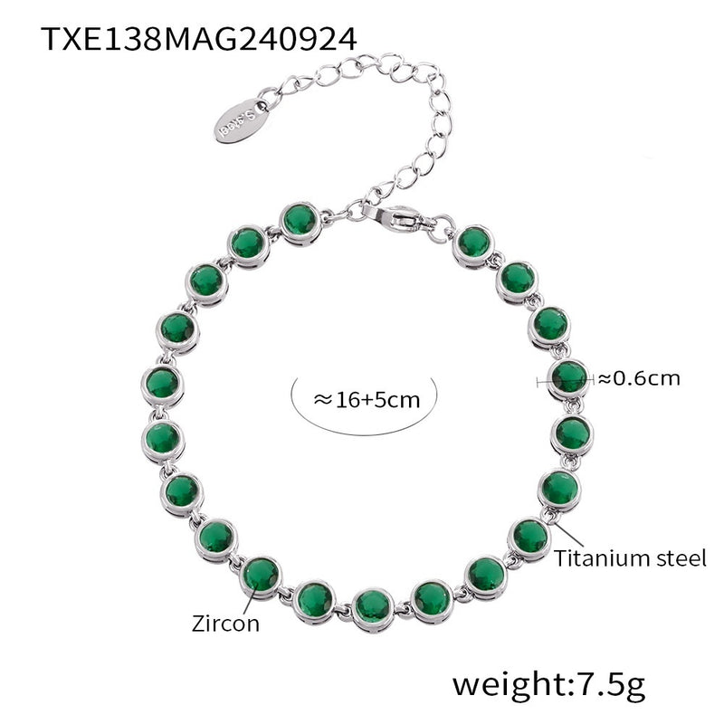 Titanium Steel Zircon Mixed Color Bracelet Vacuum Electroplating Non-fading Necklace