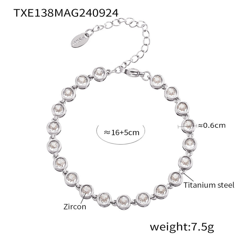 Titanium Steel Zircon Mixed Color Bracelet Vacuum Electroplating Non-fading Necklace