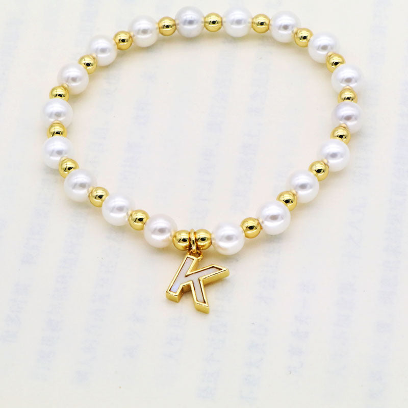 Shell 26 English Letters Pendant Bracelet