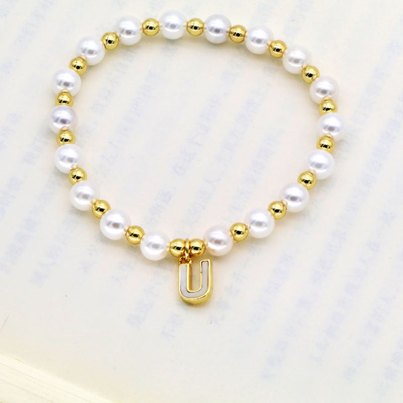 Shell 26 English Letters Pendant Bracelet