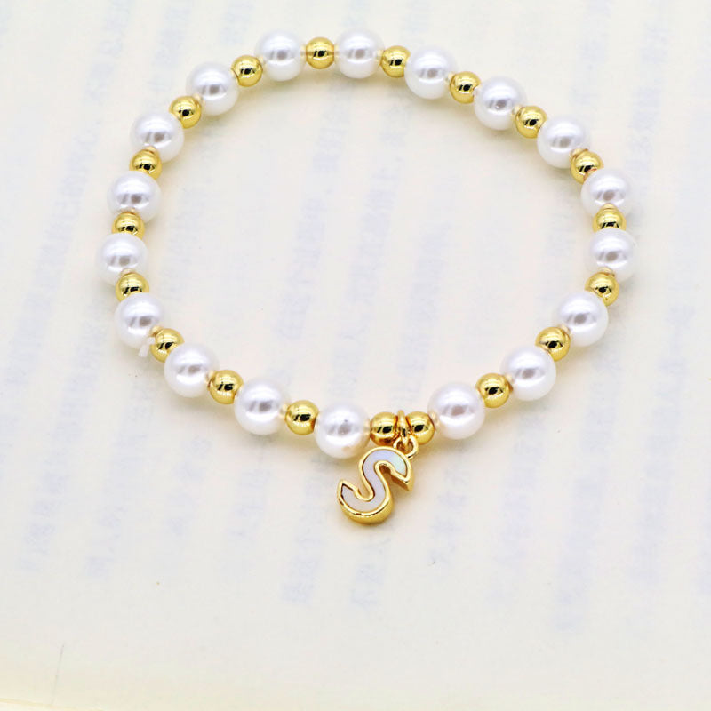 Shell 26 English Letters Pendant Bracelet