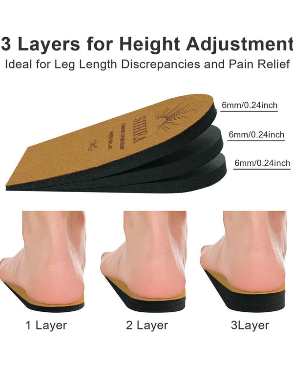 Adjustable Heel Lifts for Shoes, 1/4'' Height Increase Insoles